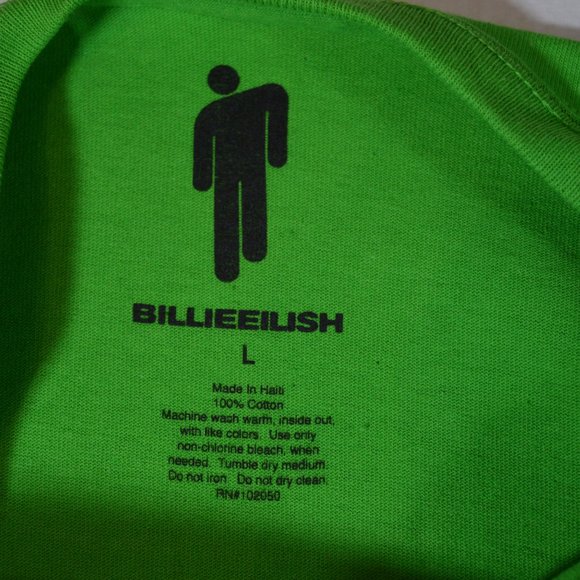 Top Shop BillieEilish Women's Size Large Lime Green Blohsh Graphic Tee Shirt - Picture 4 of 8
